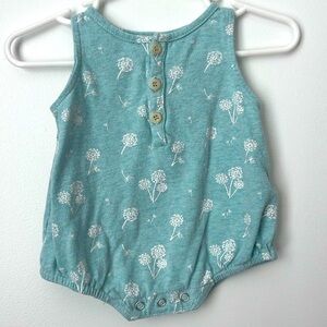 Vignette Floral Bubble in sea foam green.  Size 0-3M.